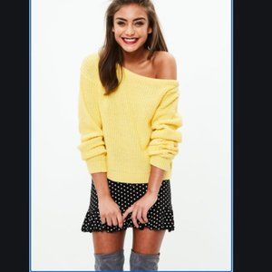 Misguided Off The Shoulder Sweater Yellow S/M